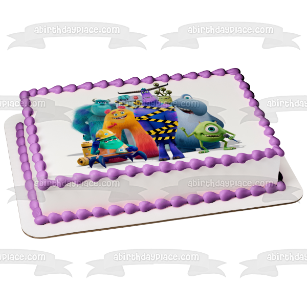 Monsters at Work James P. Sullivan Mike Wazowski Celia Mae  Tylor Tuskmon Edible Cake Topper Image ABPID54500