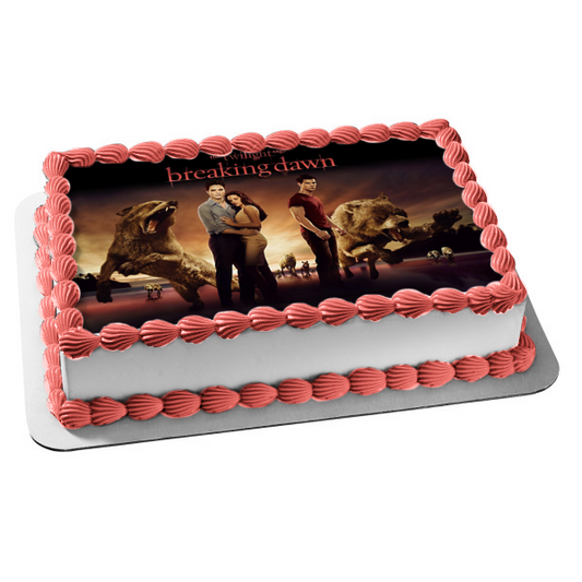 The Twilight Saga: Breaking Dawn Part 1 Bella Edward Jacob Wolves Edible Cake Topper Image ABPID54581