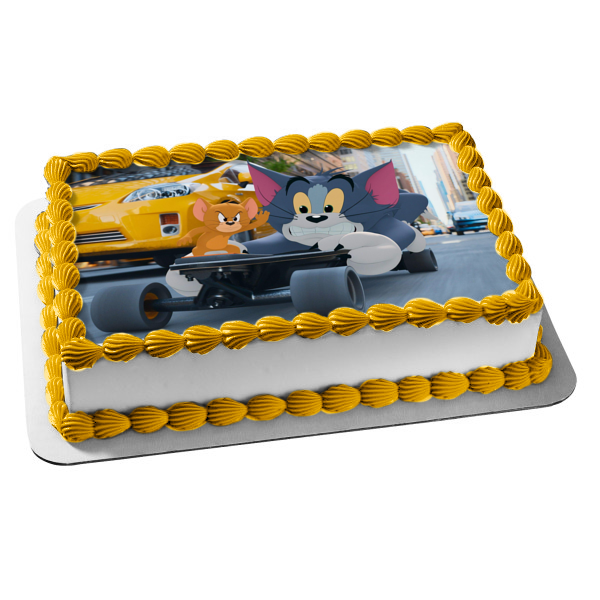 Tom & Jerry In New York Tom and Jerry on a Skateboard Edible Cake Topper Image ABPID54524