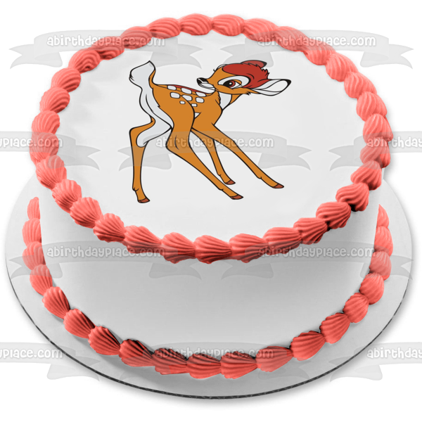 Bambi Fawn White Background Edible Cake Topper Image ABPID00759