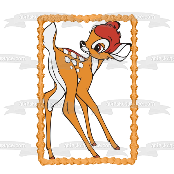 Bambi Fawn White Background Edible Cake Topper Image ABPID00759