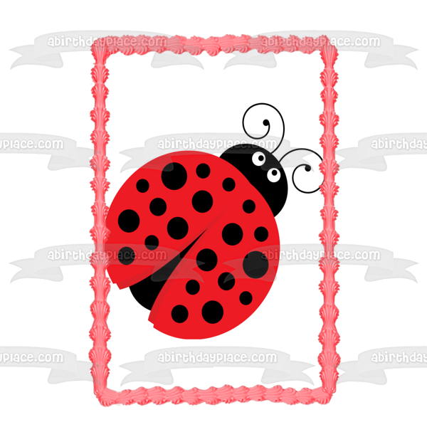 Adorno comestible para tarta con lunares rojos y negros de Lady Bug, imagen ABPID00212 