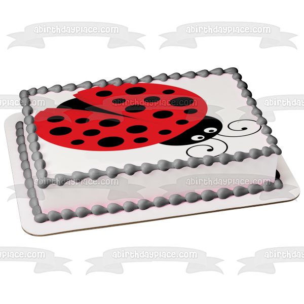 Adorno comestible para tarta con lunares rojos y negros de Lady Bug, imagen ABPID00212 