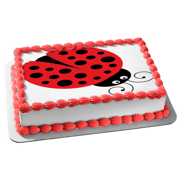 Adorno comestible para tarta con lunares rojos y negros de Lady Bug, imagen ABPID00212 