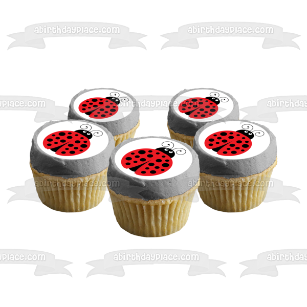 Adorno comestible para tarta con lunares rojos y negros de Lady Bug, imagen ABPID00212 