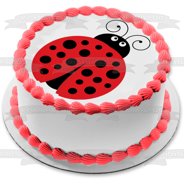 Adorno comestible para tarta con lunares rojos y negros de Lady Bug, imagen ABPID00212 