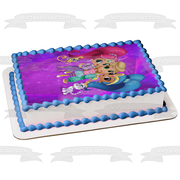 Shimmer and Shine Leah Pets Fondo morado Imagen comestible para decoración de tarta ABPID00220 