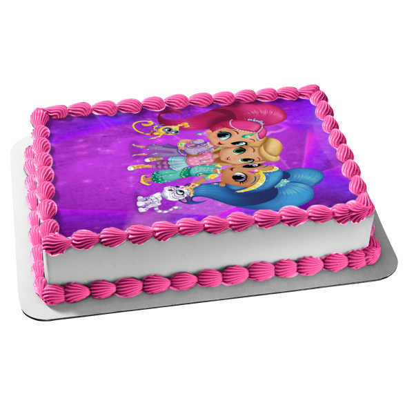 Shimmer and Shine Leah Pets Fondo morado Imagen comestible para decoración de tarta ABPID00220 