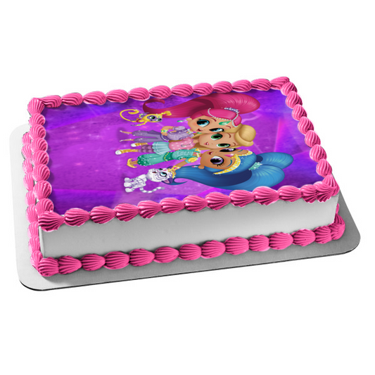 Shimmer and Shine Leah Pets Fondo morado Imagen comestible para decoración de tarta ABPID00220 