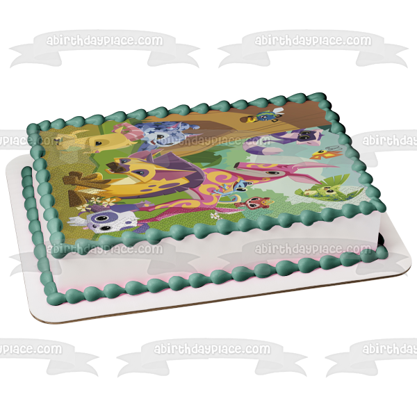 Adorno comestible para tarta con varios personajes de Animal Jam, imagen ABPID00228 