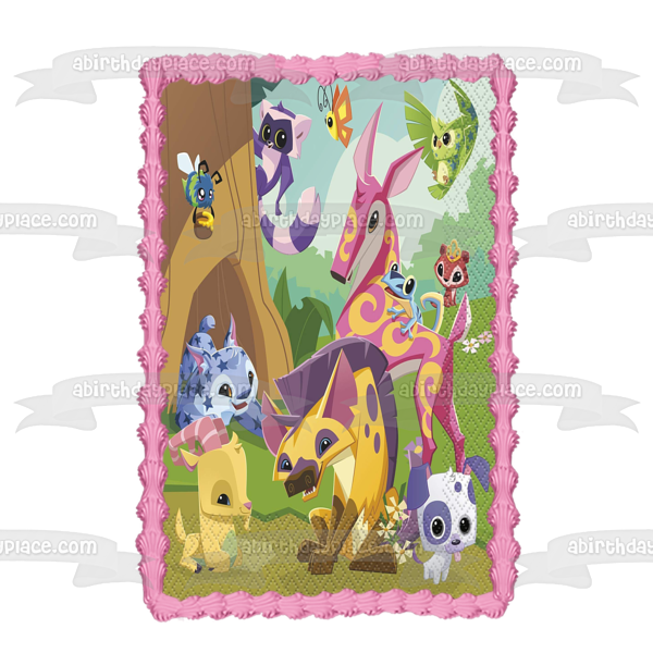 Adorno comestible para tarta con varios personajes de Animal Jam, imagen ABPID00228 