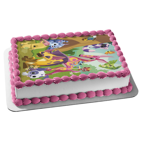 Adorno comestible para tarta con varios personajes de Animal Jam, imagen ABPID00228 