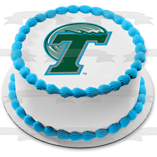 Imagen comestible para decoración de tarta con logotipo de onda verde de la Universidad de Tulane ABPID00090 