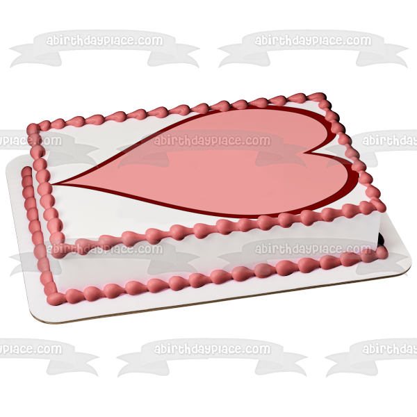 Imagen comestible para decoración de tarta con bordes rojos y corazón rosa ABPID00307 