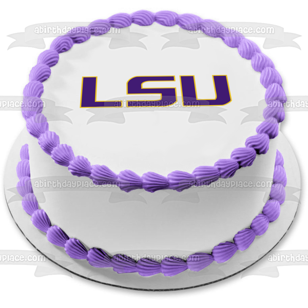 Imagen comestible para tarta con logotipo de LSU Tigers y Lady Tigers, equipos atléticos de la Universidad Estatal de Luisiana, ABPID00414 