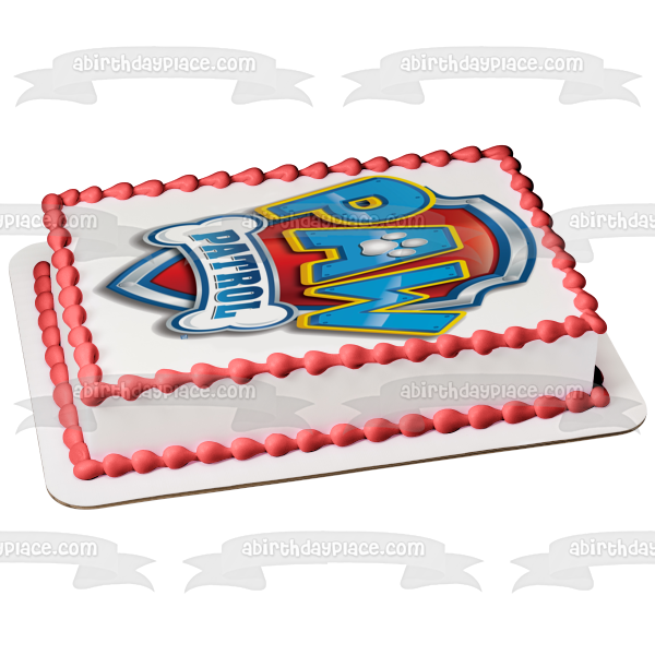 Paw Patrol Logo Escudo Hueso Pawprint Adorno comestible para tarta Imagen ABPID00538 