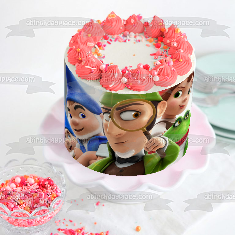 Sherlock Gnomes Gnomeo &amp; Juliet 2 Lady Blubury y Nanette Imagen comestible para decoración de tarta ABPID00113 