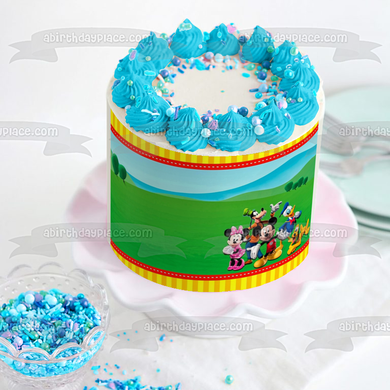 Mickey Mouse Club House Border Minnie Donald Goofy Plutón Adorno comestible para tarta Marco de imagen ABPID00169 