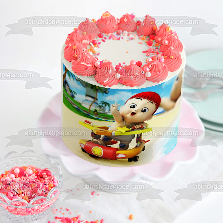 Imagen comestible para decoración de tarta de bebé en un andador ABPID00250 