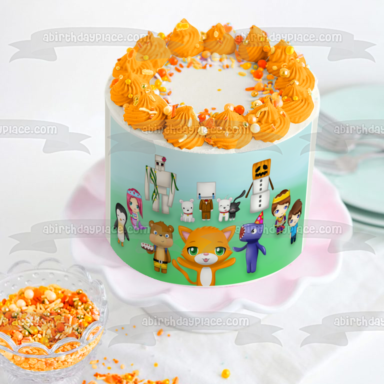 Mr. Stampy Cat and Friends Mittens Henry Norman, el Golem de nieve, decoración comestible para tarta, imagen ABPID00382 