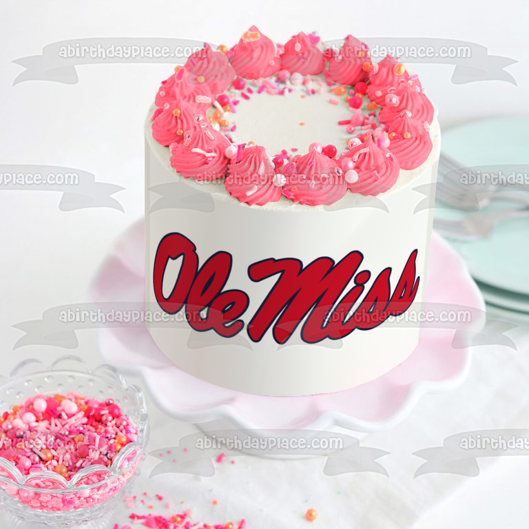 Imagen comestible para decoración de tarta con el logotipo de Ole Miss Rebels de la Universidad de Mississippi ABPID00423 