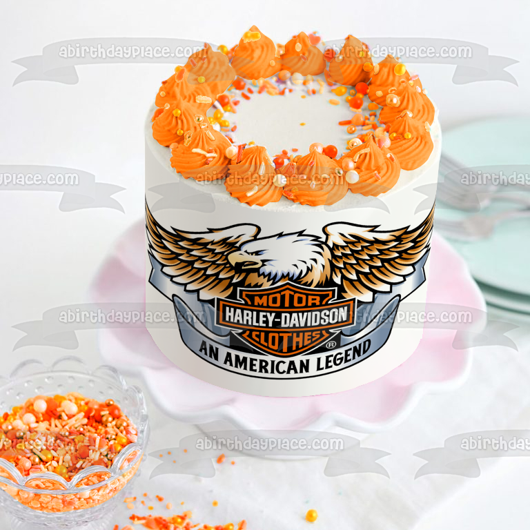 Imagen comestible para decoración de tarta Harley-Davidson Eagle an American Legend ABPID00517 