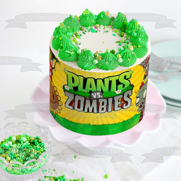 Plantas Vs Zombies Popcap Girasol Jalapeño Planter Fútbol Zombie Decoración comestible para tarta Imagen ABPID00605 