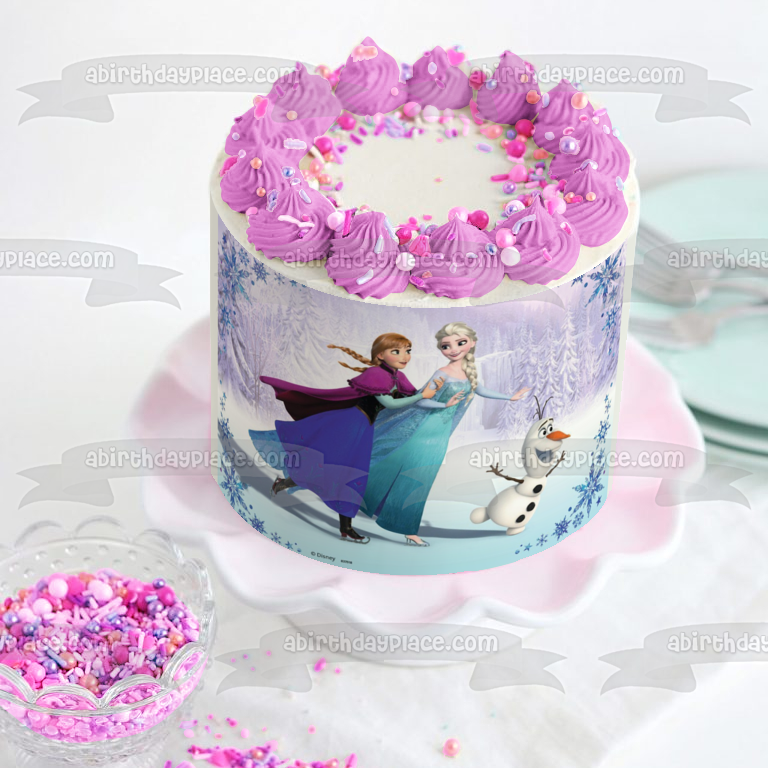 Imagen comestible para tarta de Frozen Anna Elsa Olaf patinando ABPID00691 