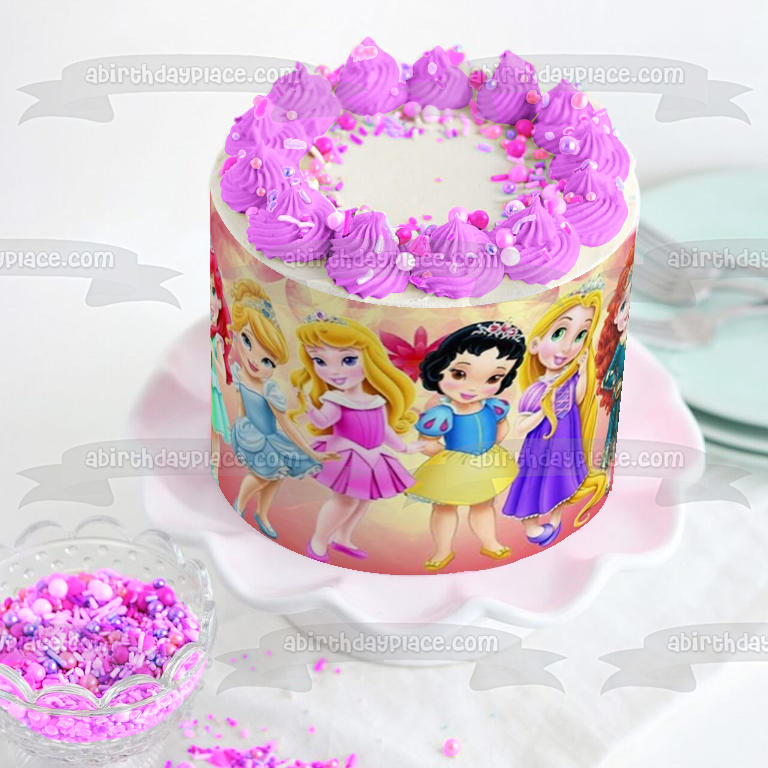 Baby Princesses Snow White Ariel Aurora and Meridia Edible Cake Topper Image ABPID00699