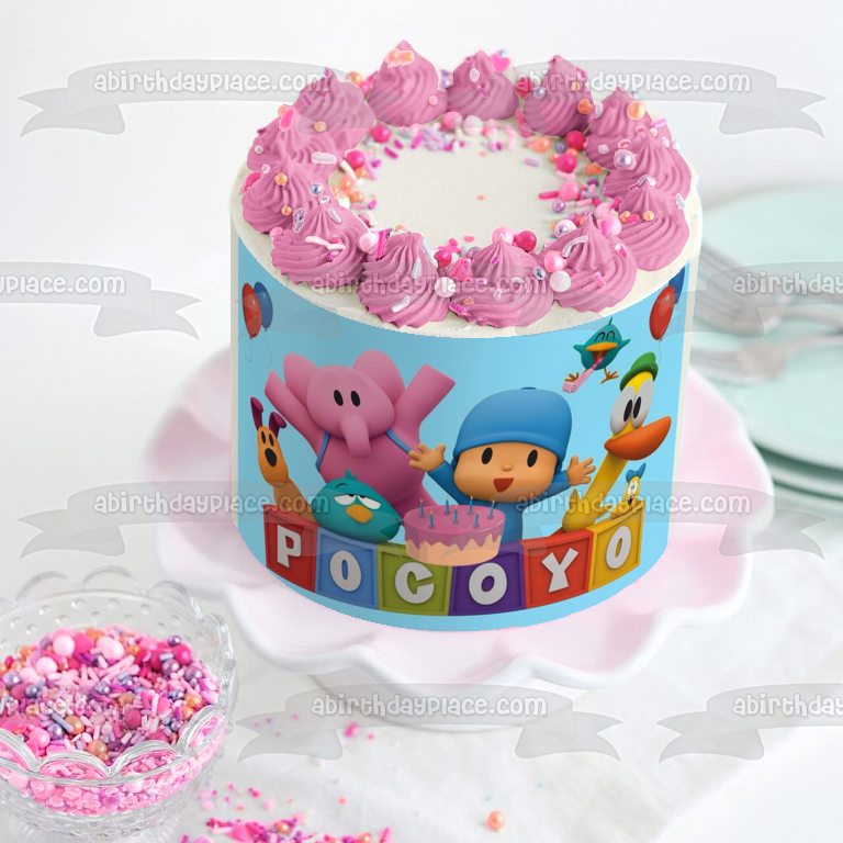 Imagen comestible para tarta de cumpleaños de Pocoyó, Pato Elly Loula, ABPID00762 