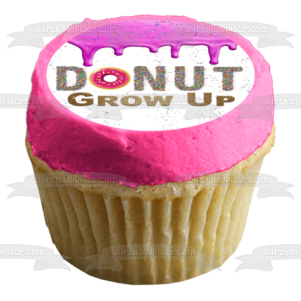 Donut Grow Up - Adorno comestible para tarta con glaseado rosa goteando, imagen ABPID54611 