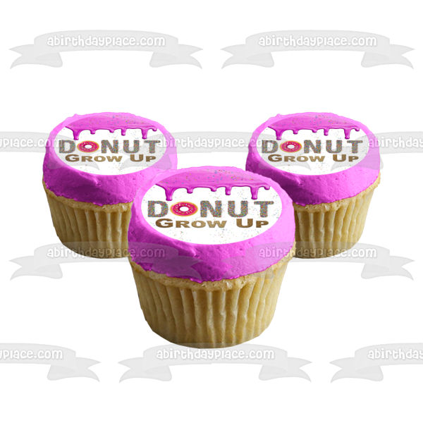 Donut Grow Up - Adorno comestible para tarta con glaseado rosa goteando, imagen ABPID54611 