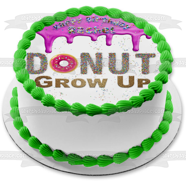 Donut Grow Up - Adorno comestible para tarta con glaseado rosa goteando, imagen ABPID54611 