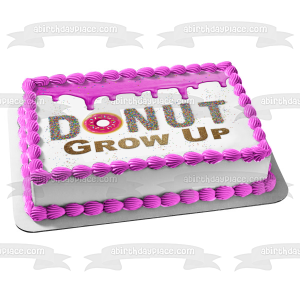 Donut Grow Up - Adorno comestible para tarta con glaseado rosa goteando, imagen ABPID54611 