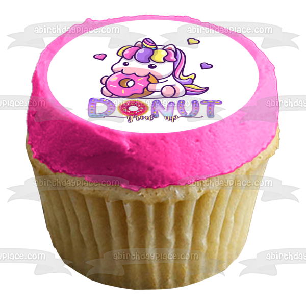 Donut Crecer Unicornio Comiendo Donut Imagen comestible para decoración de tarta ABPID54612 