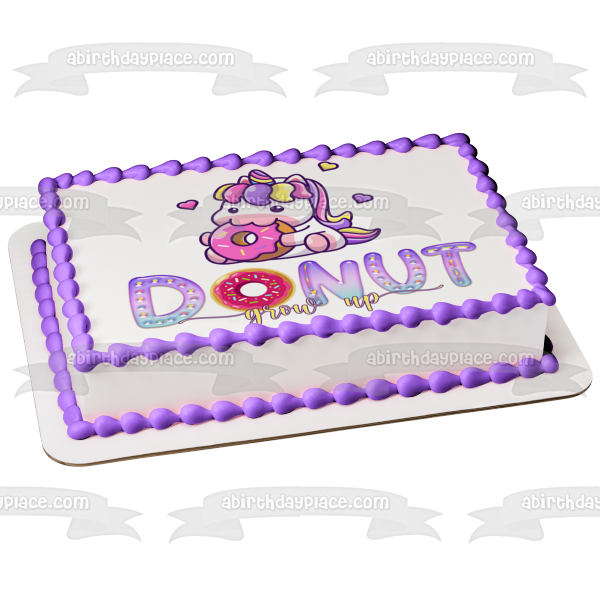 Donut Crecer Unicornio Comiendo Donut Imagen comestible para decoración de tarta ABPID54612 