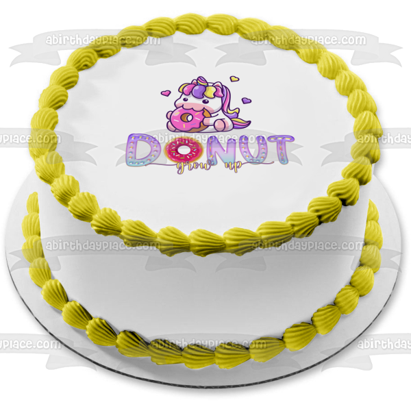 Donut Crecer Unicornio Comiendo Donut Imagen comestible para decoración de tarta ABPID54612 