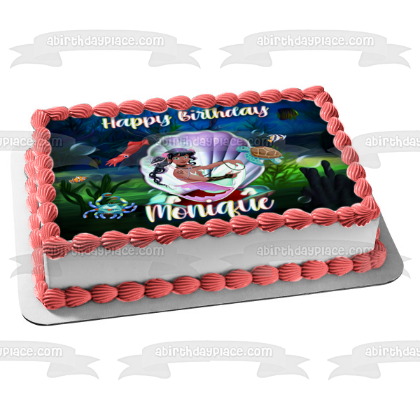 Pacific Islander Mermaid Sea Life and Creatures Edible Cake Topper Image ABPID54617