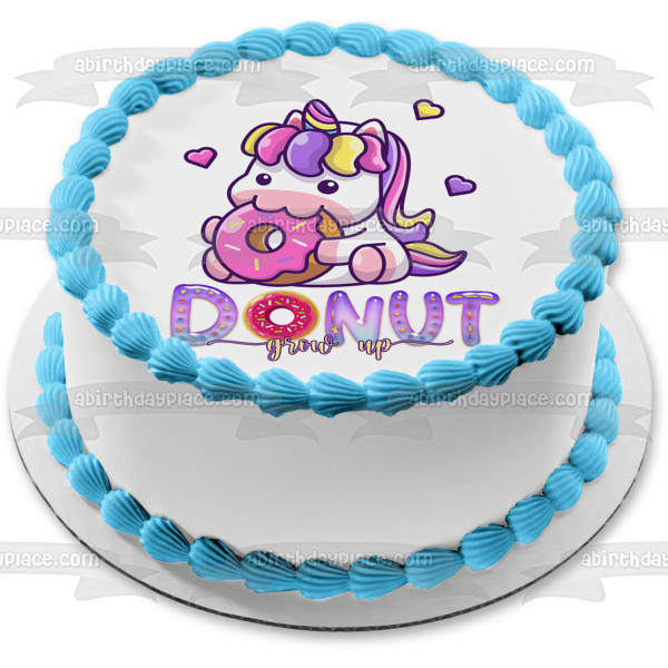 Donut Crecer Unicornio Comiendo Donut Imagen comestible para decoración de tarta ABPID54612 