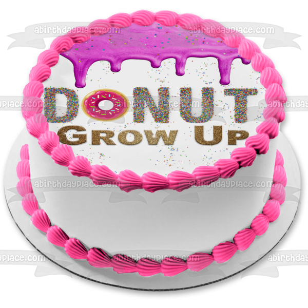 Donut Grow Up - Adorno comestible para tarta con glaseado rosa goteando, imagen ABPID54611 