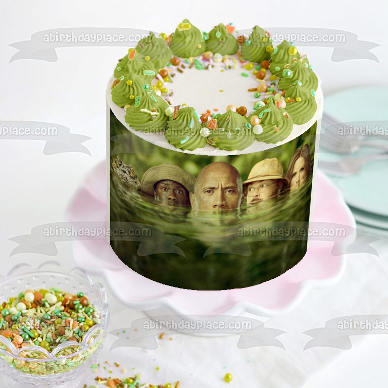 Jumanji Welcome to the Jungle Dr. Smolder Bravestone Professor Shelly Oberon and a Crocodile Edible Cake Topper Image ABPID00853