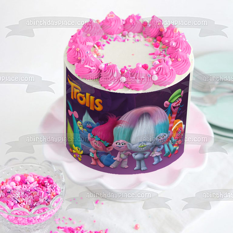 Imagen comestible para tarta de Trolls Party Princess Poppy Branch Creek Cooper Guy Diamond ABPID00896 