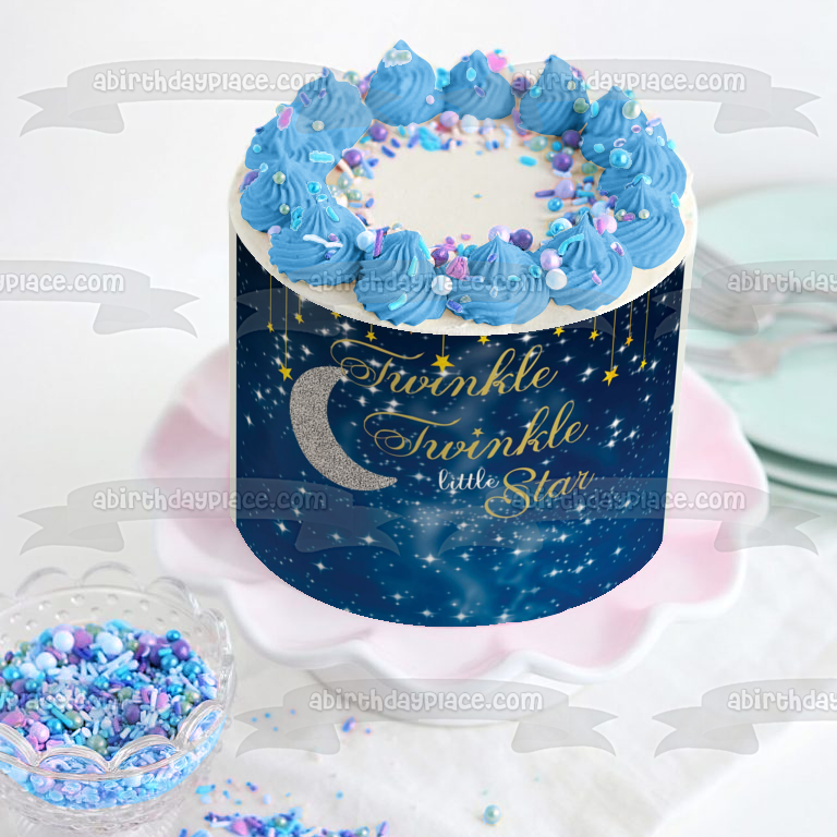 Twinkle Twinkle Little Star Moon Stars Night Sky - Adorno comestible para tarta, imagen ABPID00934 