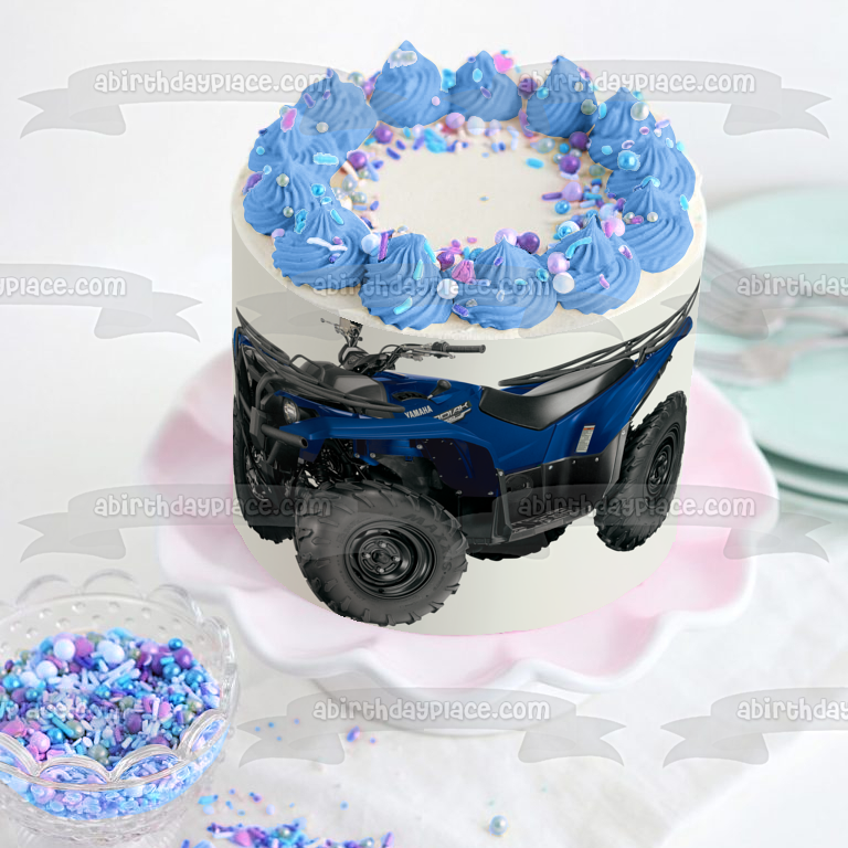 Imagen de decoración comestible para tarta Atv Blue Yamaha de 4 ruedas ABPID00916 