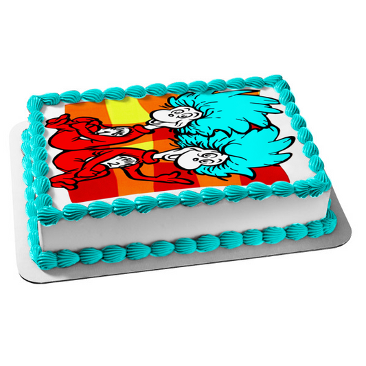 Dr. Seuss The Cat in the Hat Thing 1 Thing 2 Edible Cake Topper Image ABPID00928