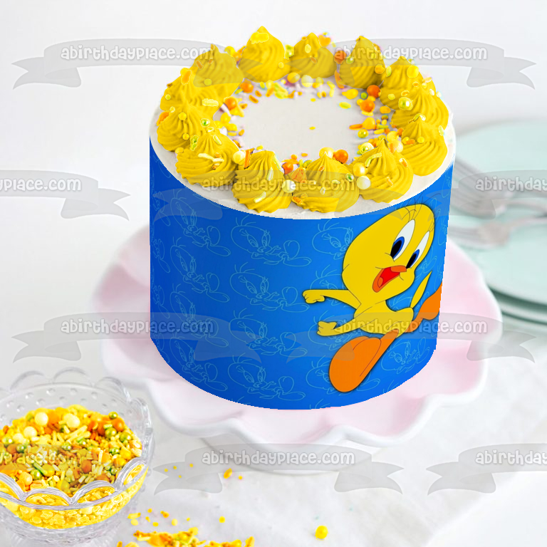 Looney Tunes Tweety Bird and a Blue Background Edible Cake Topper Image ABPID00990