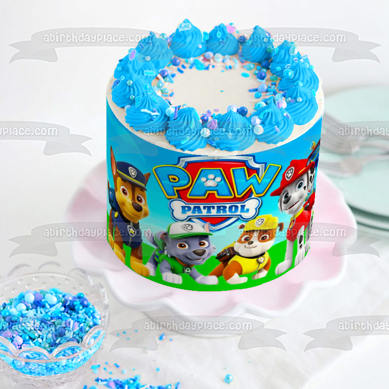 Decoración comestible para tarta con diseño de Patrulla Canina, Chase, Rocky Marshall Rubble, imagen ABPID01027 