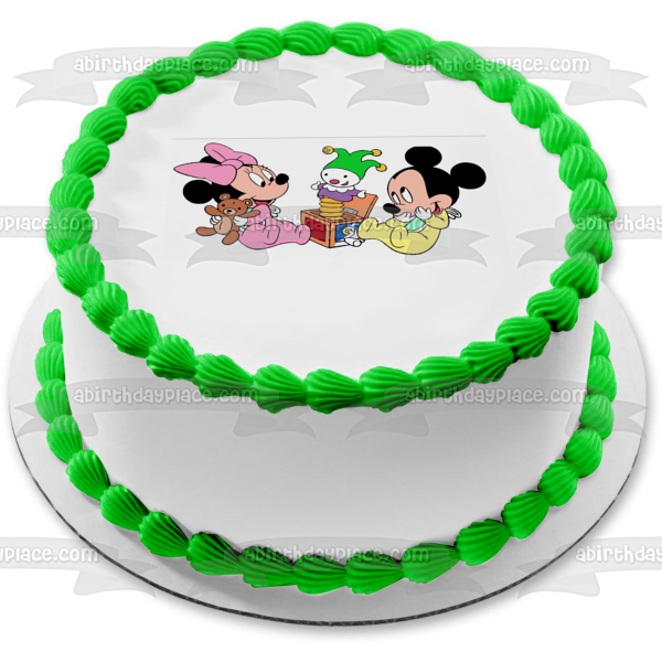 Bebé Mickey Mouse y Bebé Minnie Mouse Jack In the Box Adorno comestible para tarta Imagen ABPID01028 