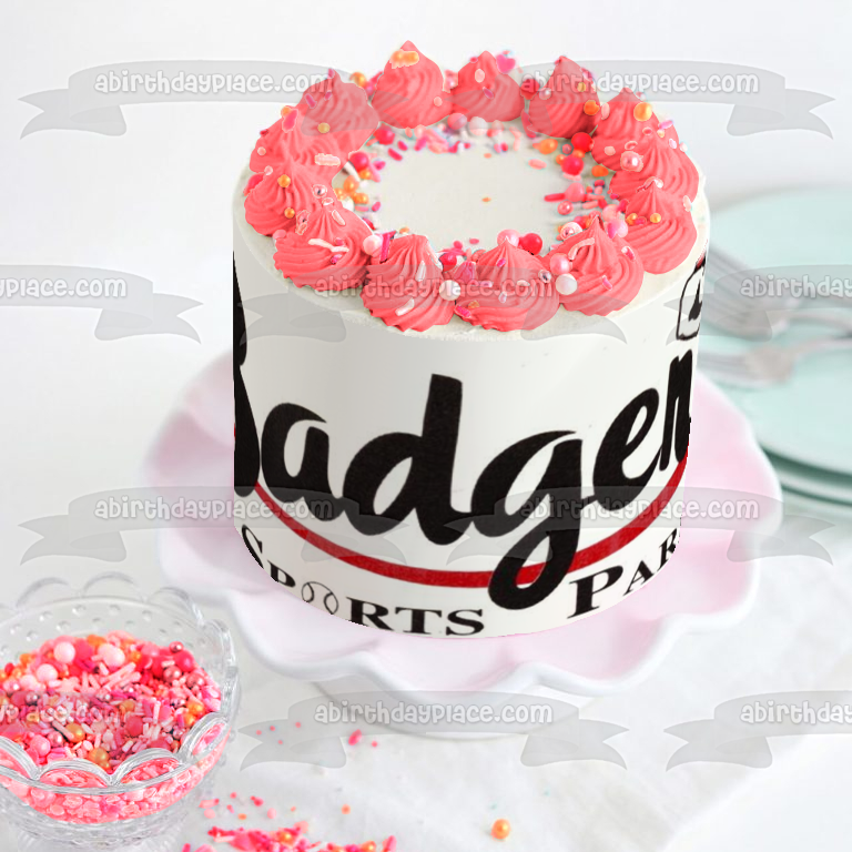 Badger Sports Park Logo Edible Cake Topper Image ABPID01064