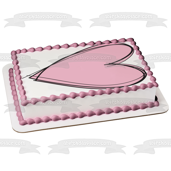 Purple Heart Black Edges Edible Cake Topper Image ABPID01108